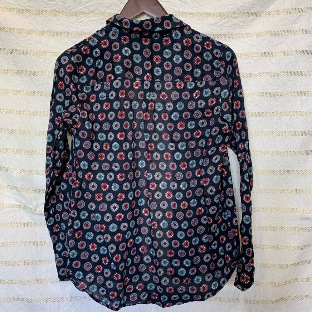 Patterned Navy Button Down - Picture 5 of 7